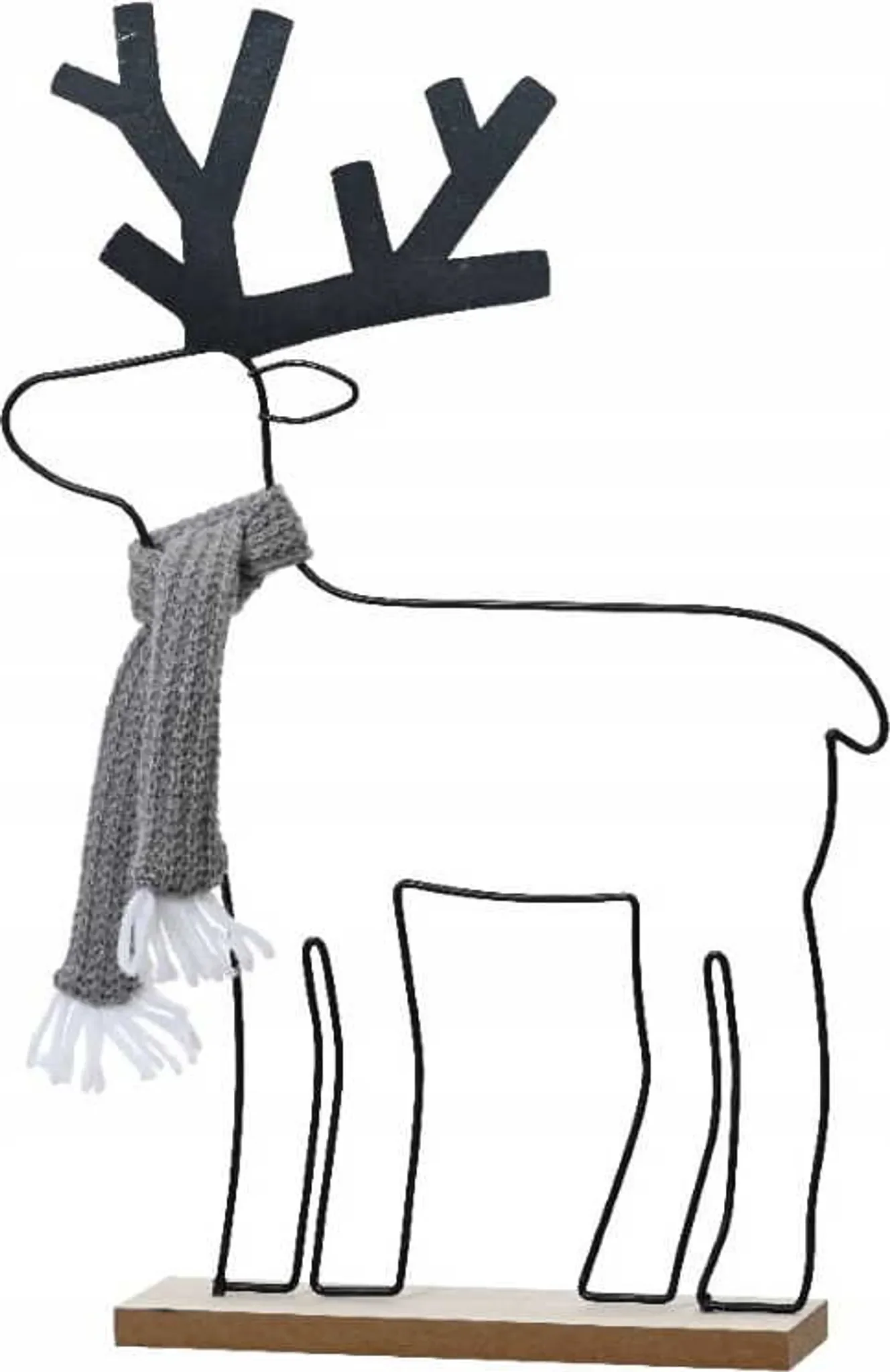 Dekofigur Hirsch mit Schal – 29 cm, Metall, Schwarz